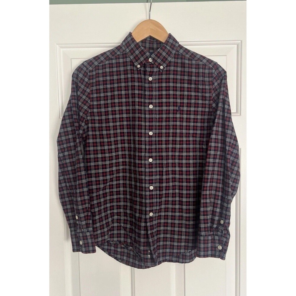 Polo Ralph Lauren Boys Shirt Button Plaid Size Large